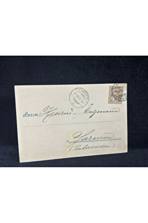 1902 yılından Firma Knecht Solingen ait Postakartı İsviçre Helvetia 2 Frank Pullu varış Damgalı