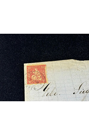 1871 yılından İsviçre Zarfsız Mektup Helvetia 10 Franco Pullu SC# 53 varış Damgalı