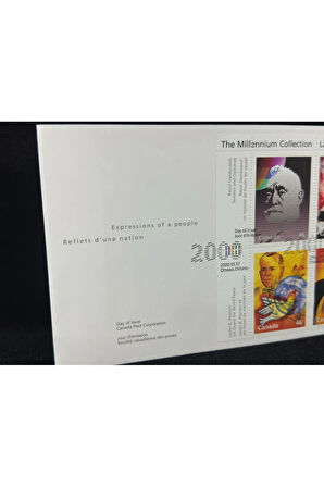 2000 Kanada İlk Gün Zarfı dörtlü Blok Pullu CANADA 2000 SOUVENIR SHEET OF 4 - #8 "Humanitarians, Pe