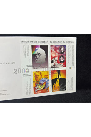 2000 Kanada İlk Gün Zarfı dörtlü Blok Pullu CANADA 2000 SOUVENIR SHEET OF 4 - #8 "Humanitarians, Pe