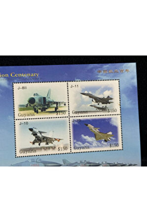 #23019 GUYANA 2010 AVIATION CHINESE CENTENARY MS YV 6022-5 MNH Savaş Uçak Temalı