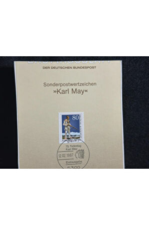 Almanya Ersttagsblatt BUND (08/1987) Mi-Nr: 1314, 75. Todestag von Karl May