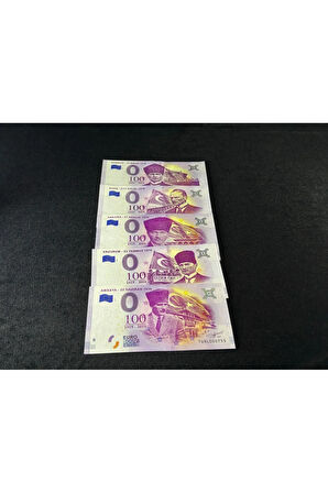 ATATÜRK Kongre Serisi Hatıra Para Fantazi 0 Euro Para Seti (5 ADET) HEPSİ AYNI SERİ NUMARA SET ÇİL