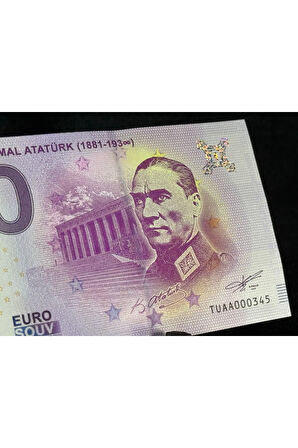 0 (Sıfır) Euro Türkiye - Ankara M. Kemal ATATÜRK Hatıra Parası (Souvenir Banknote) Serinin ilk bas