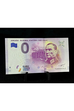 0 (Sıfır) Euro Türkiye - Ankara M. Kemal ATATÜRK Hatıra Parası (Souvenir Banknote) Serinin ilk bas