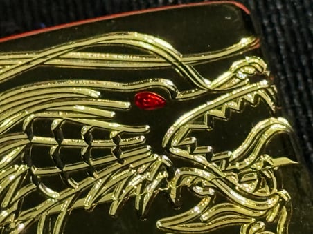orijinal zippo asian dragon / asia ejderhası gold plated armor 360 multicut engraving