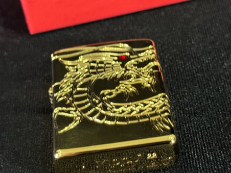 orijinal zippo asian dragon / asia ejderhası gold plated armor 360 multicut engraving