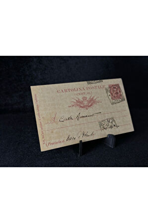 İtalya Antiye 1891 yıllından postadan geçmiş Cartolina Postale Dieci Centesimi 10 Cent Kendinden Pu