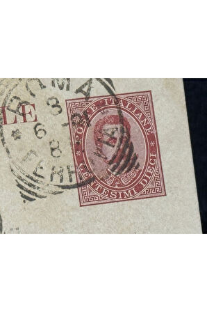 İtalya Roma'dan Postalanmış Antiye 1891 yıllından Cartolina Postale Dieci Centesimi 10 Cent