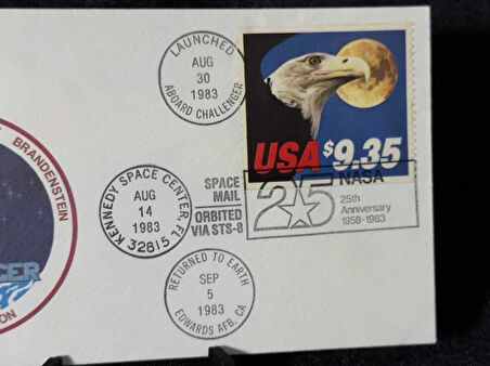 USA AMERİKA FDC Koleksiyonluk NASA Challenger STS-8 Uzay Mektubu – 25. Yıl Dönümü Anısına!