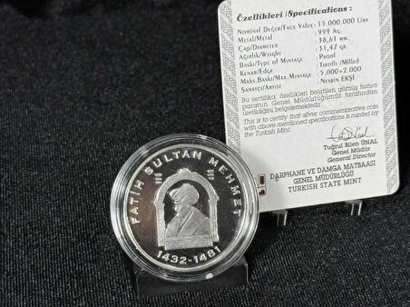 DARPHANE 2004 Fatih Sultan Mehmet Sikke Gümüş Hatıra Parası – Sertifikalı