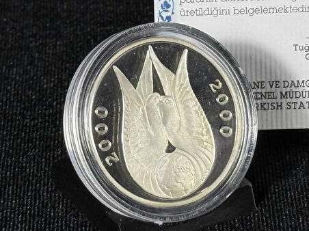 Darphane 2000 Lale Güvercin Yılı No. 2 Hatıra Gümüş Parası - Sertifikalı