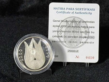 Darphane 2000 Lale Güvercin Yılı No. 2 Hatıra Gümüş Parası - Sertifikalı