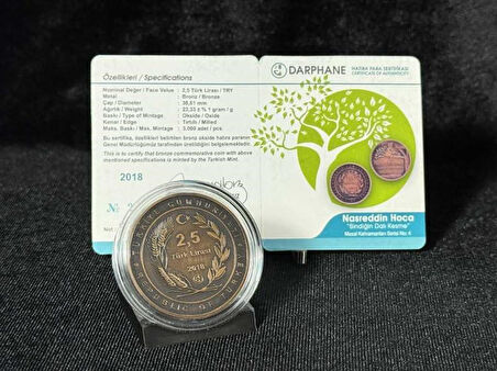Darphane 2018 Nasreddin Hoca Hatıra Parası Masal kahramanları serisi no:4 “Bindiğin Dalı Kesme” Bron