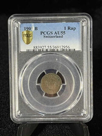 1905 B İsviçre 1 Rap – PCGS AU55BN Sertifikalı | Nadir ve Orijinal Koleksiyonluk!
