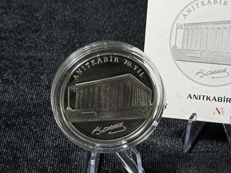 AC - ATATÜRK İMZALI - Anıtkabir 70. Yıl Hatıra Gümüş Para 2008 – Sertifikalı, Çil