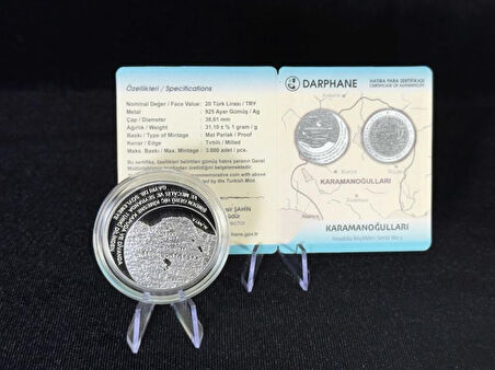 DARPHANE KARAMANOĞULLARI ANADOLU BEYLİKLERİ SERİSİ NO:3 GÜMÜŞ HATIRA SİKKESİ