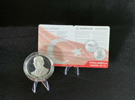 DARPHANE İstiklâl Marşı’nın 100. Yılı – Mehmet Âkif Ersoy Gümüş Hatıra Sikkesi (Darphane, 2021)