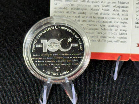 DARPHANE İstiklâl Marşı’nın 100. Yılı – Mehmet Âkif Ersoy Gümüş Hatıra Sikkesi (Darphane, 2021)