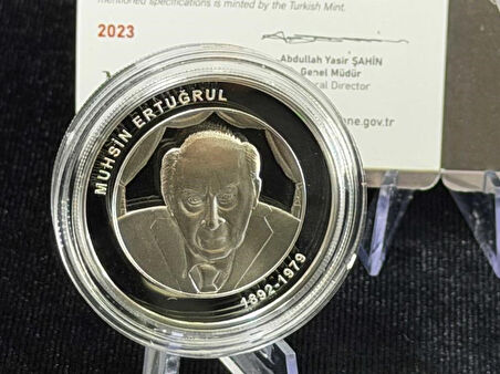 Muhsin Ertuğrul – Geleneksel Türk Tiyatrosu Serisi No:6 Gümüş Hatıra Sikkesi (Darphane, 925 Ayar, Pr