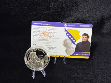 Aliya İzzetbegoviç – Gümüş Hatıra Sikkesi (Darphane, 925 Ayar, Proof)