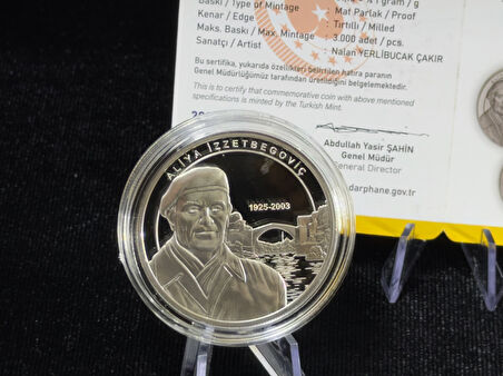 Aliya İzzetbegoviç – Gümüş Hatıra Sikkesi (Darphane, 925 Ayar, Proof)
