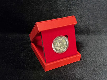 Galatasaray – 25. Şampiyonluk Özel Deri Kutulu Hatıra Para Gümüş/Okside Sikkesi (Darphane, 925 Ayar)