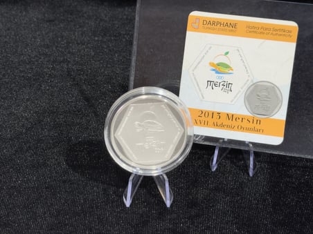 2013 Mersin XVII. Akdeniz Oyunları – 50 Türk Lirası – 925 Ayar Gümüş – Proof – Sertifikalı