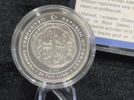 Osmanlı Padişahları Serisi No: 5 – I. Mehmet (Çelebi Mehmet) 2021 – 20 Türk Lirası – 925 Ayar Gümüş Proof Para