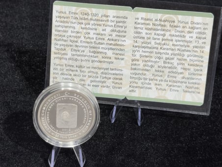 2021 Karaman Yunus Emre Türbesi – 20 Türk Lirası – 925 Ayar Gümüş Proof Hatıra Para – Sertifikalı