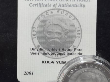 2001 Koca Yusuf – Binyılın Türkleri Serisi - 999 Ayar Gümüş Proof Sikke – Sertifikalı