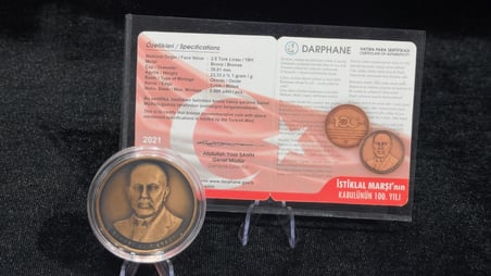 İstiklal Marşı’nın Kabulünün 100. Yılı – Mehmet Akif Ersoy – 2021 –  Bronz Sikke 