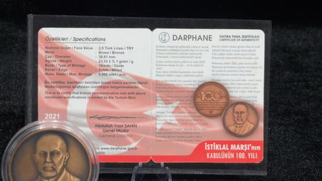 İstiklal Marşı’nın Kabulünün 100. Yılı – Mehmet Akif Ersoy – 2021 –  Bronz Sikke 