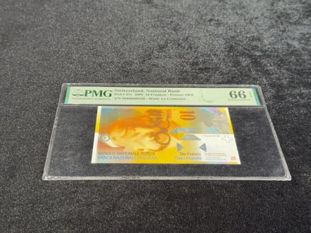 İSVİÇRE 2008 – 10 FRANK – PMG 66 EPQ SERTİFİKALI BANKNOT – PICK# 67c