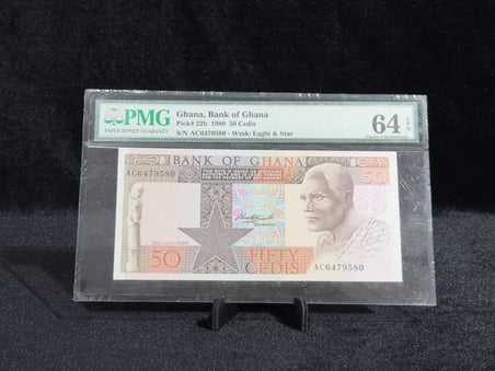 GANA 1980 – 50 CEDİ – PMG 64 EPQ SERTİFİKALI BANKNOT – PICK# 22b