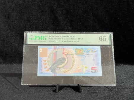 SURİNAM 2000 – 5 GULDEN – PMG 65 EPQ GEM UNCIRCULATED – PICK# 146