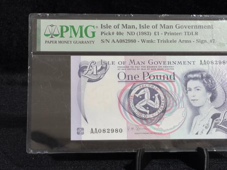 MAN ADASI 1983 – 1 POUND – PMG 66 EPQ GEM UNCIRCULATED – PICK# 40c