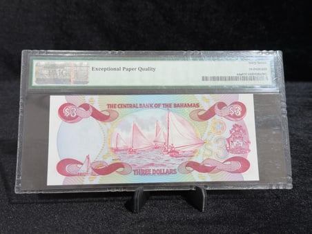 BAHAMALAR 1984 – 3 DOLAR – KRALİÇE II. ELIZABETH – PMG 67 EPQ SUPERB GEM UNCIRCULATED – PICK# 44a