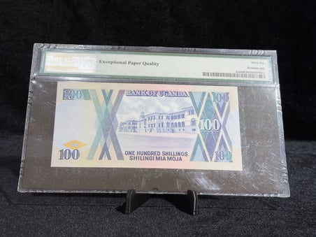 UGANDA 1988 – 100 ŞİLİN – PMG 66 EPQ GEM UNCIRCULATED – PICK# 31b