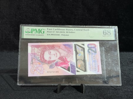 DOĞU KARAYİPLER 2019 – 20 DOLAR – PMG 68 EPQ SUPERB GEM UNC – POLİMER BANKNOT