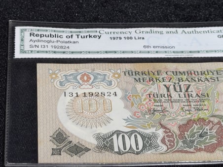 TÜRKİYE 1979 – 100 TÜRK LİRASI – 6. EMİSYON – CGA 67 GEM UNCIRCULATED – ATATÜRK & AĞRI DAĞI