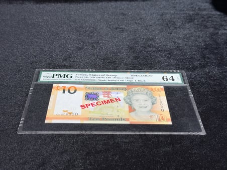 JERSEY 2010 – 10 POUND SPECIMEN BANKNOT | PMG 64 EPQ | PICK#34s