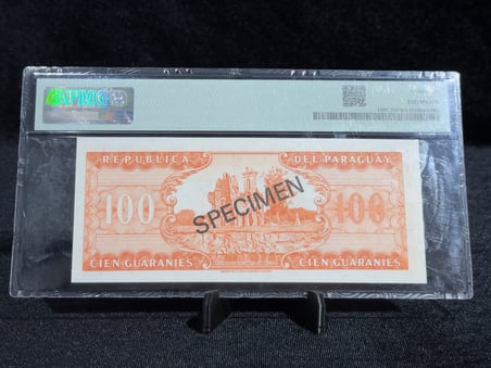 PARAGUAY 1952 (ND 1979) – 100 GUARANİES SPECIMEN | PMG 64 | PICK#199CS1