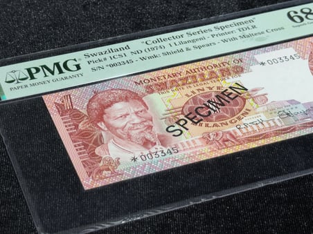 TOP POP SVAZİLAND 1974 – 1 LİLANGENİ SPECIMEN | PMG 68 EPQ | PICK#1CS1