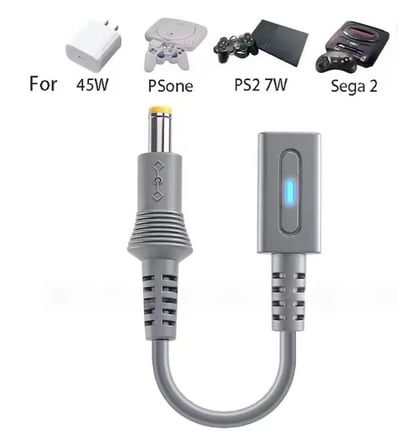 PS1 PS2 70000 Sega Drive 2 Genesie 2 için Şarj Kablosu Çevirici TYPE-C Dönüştürücü