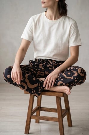 Kadın Büyük Beden Sandy Kumaş Desenli Pijama Altı 1XL-5XL Beli Lastikli İpli Rahat Kesim Battal Boy Ev Giyim