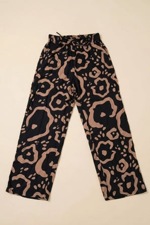 Kadın Büyük Beden Sandy Kumaş Desenli Pijama Altı 1XL-5XL Beli Lastikli İpli Rahat Kesim Battal Boy Ev Giyim