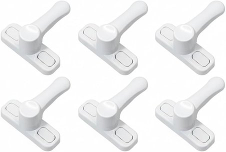 6 Adet Kapı ve Pencere Emniyet Kilidi – 360° Dönebilir PVC Güvenlik Mandalı, Hırsızlık Engelleyici ve Çocuk Güvenliği Kilidi, Çekmeli Pratik Kilit Seti