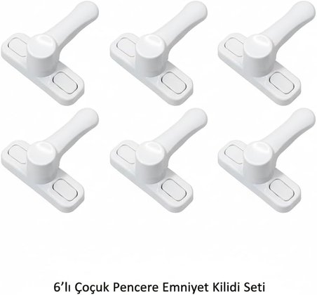 6 Adet Kapı ve Pencere Emniyet Kilidi – 360° Dönebilir PVC Güvenlik Mandalı, Hırsızlık Engelleyici ve Çocuk Güvenliği Kilidi, Çekmeli Pratik Kilit Seti