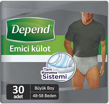 Depend Emici Külot Hasta Bezi Large - Büyük Erkek (30 Adet)